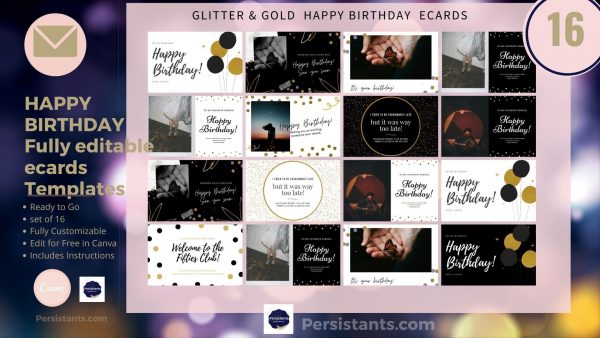 Happy Birthday Glitter & Gold eCards