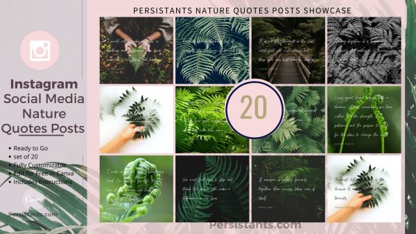 Persistants Nature Lovers Quotes Premade in Canva Template Ferns Collection