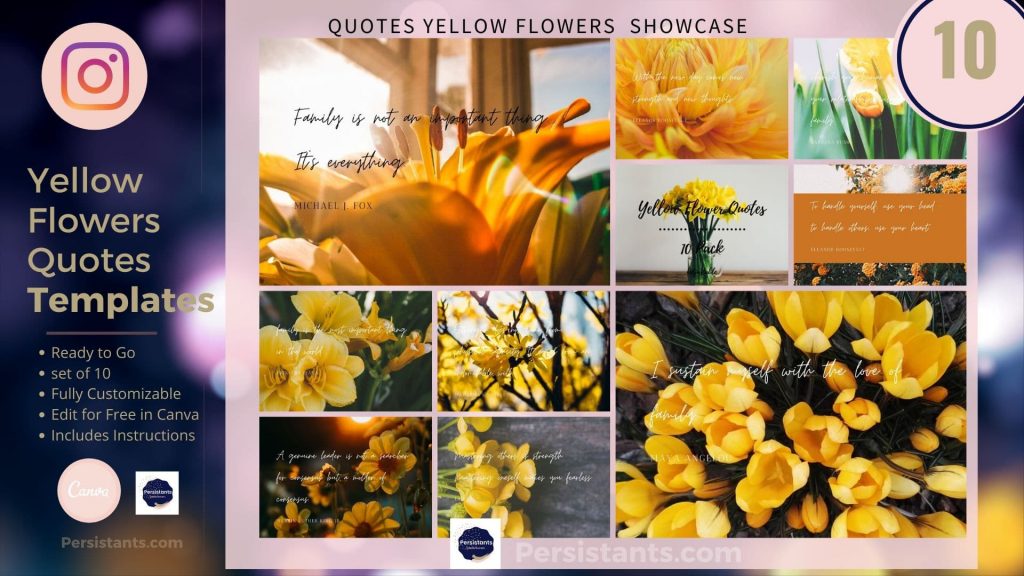 Yellow Flowers Inspirational Instagram Quotes Persistants