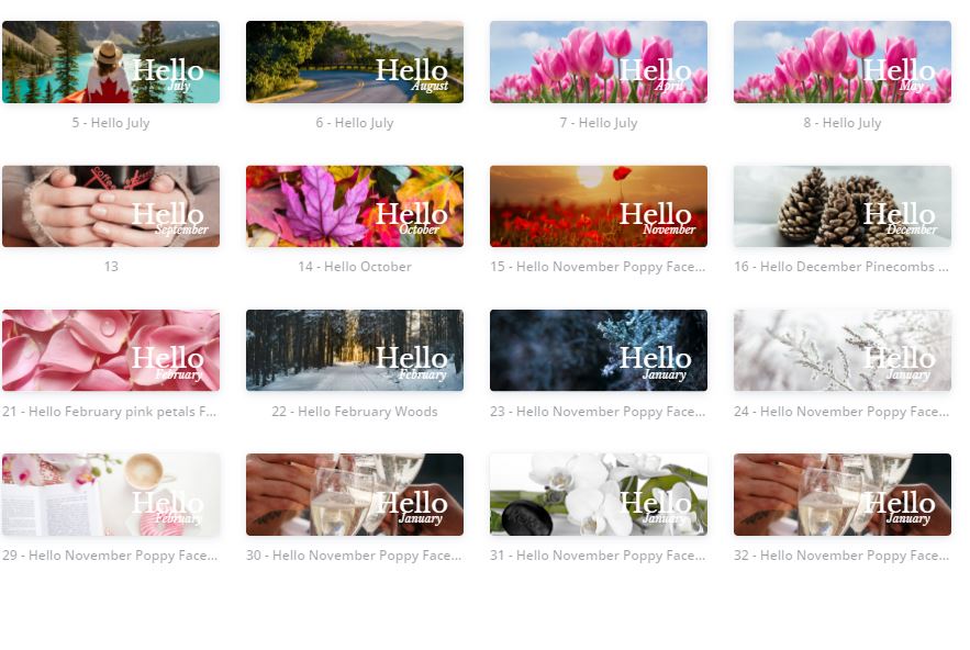 You can get all these Hello Monthly Facebook covers 