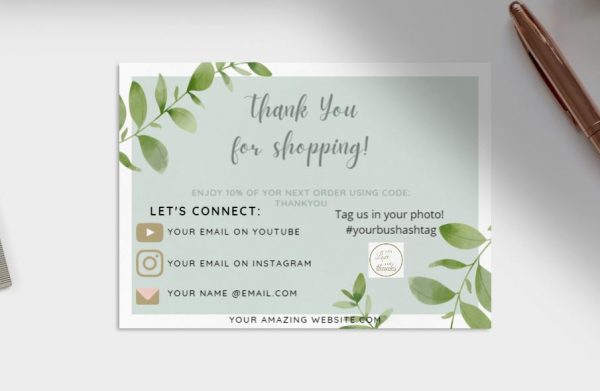 CapturePEAS GREEN Thanks for shopping with us Card