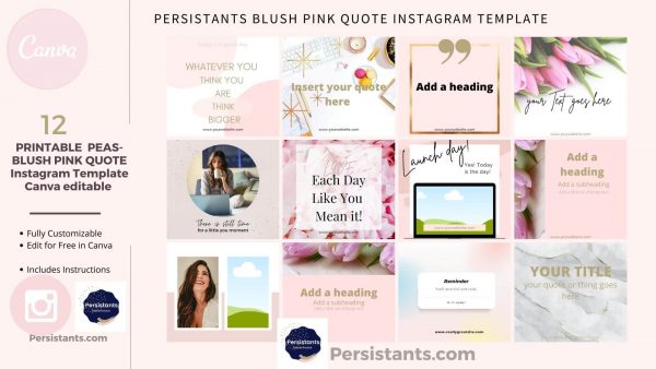 PEAS Blush PINK INSTAGRAM QUotes Editable in Cava Templates Pink and Cream Showcase (1)