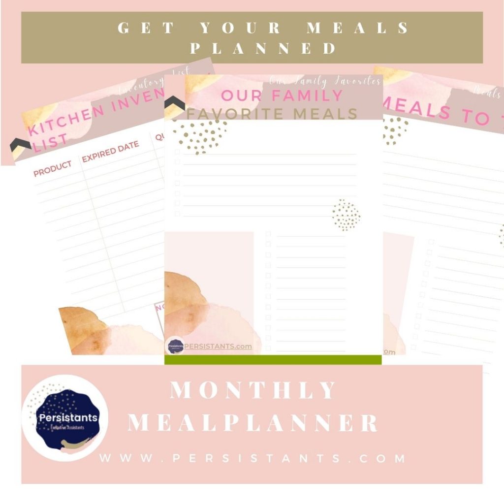 Monthly Meal Planner Printable Bundle