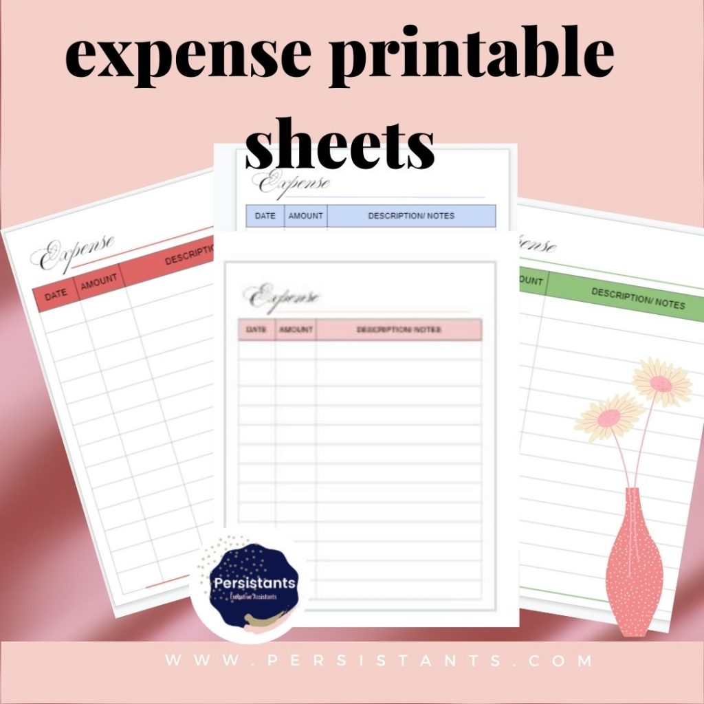 Expense Sheet Printable Tracker - Persistants